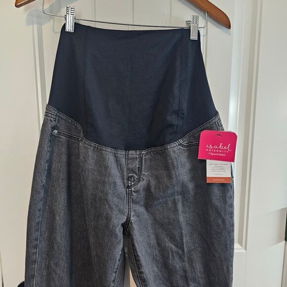 Isabel Maternity Jeans Womens Sz 6 Gray Boyfriend Power Stretch Crossover Panel - Picture 3 of 10